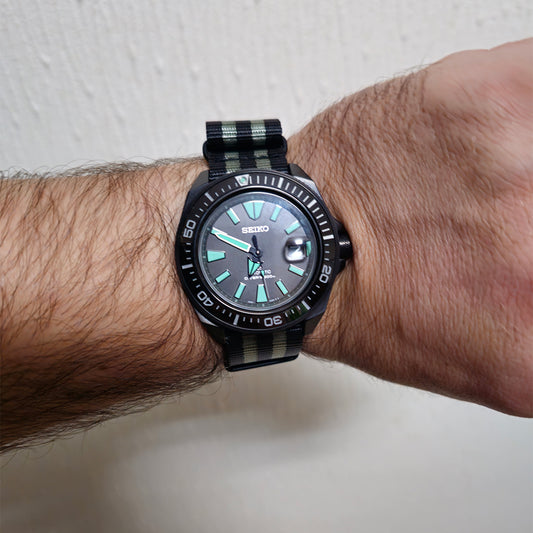 time+ NATO G10 Ballistic Nylon Military Watch Strap Bond on Seiko Prospex Automatic Diver Samurai Black Limited Edition