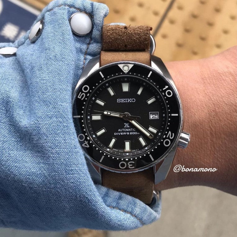 time+ NATO ZULU 5ring Vintage Leather on SEIKO DIVERS SBDC031