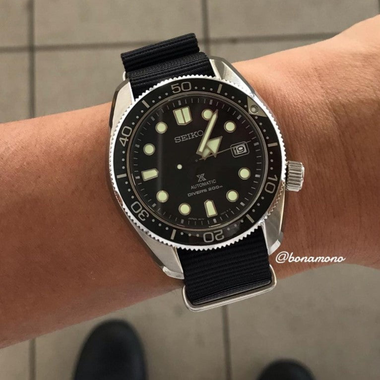 time+ NATO G10 Ballistic Nylon Watch Strap Black on SEIKO SPB007