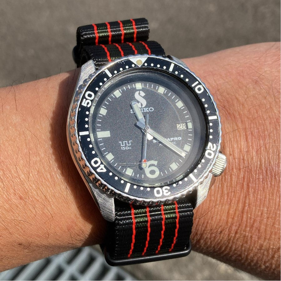 time+ NATO G10 Ballistic Nylon Military Watch Strap Vintage Bond on SEIKO SCUBAPRO7002-7001
