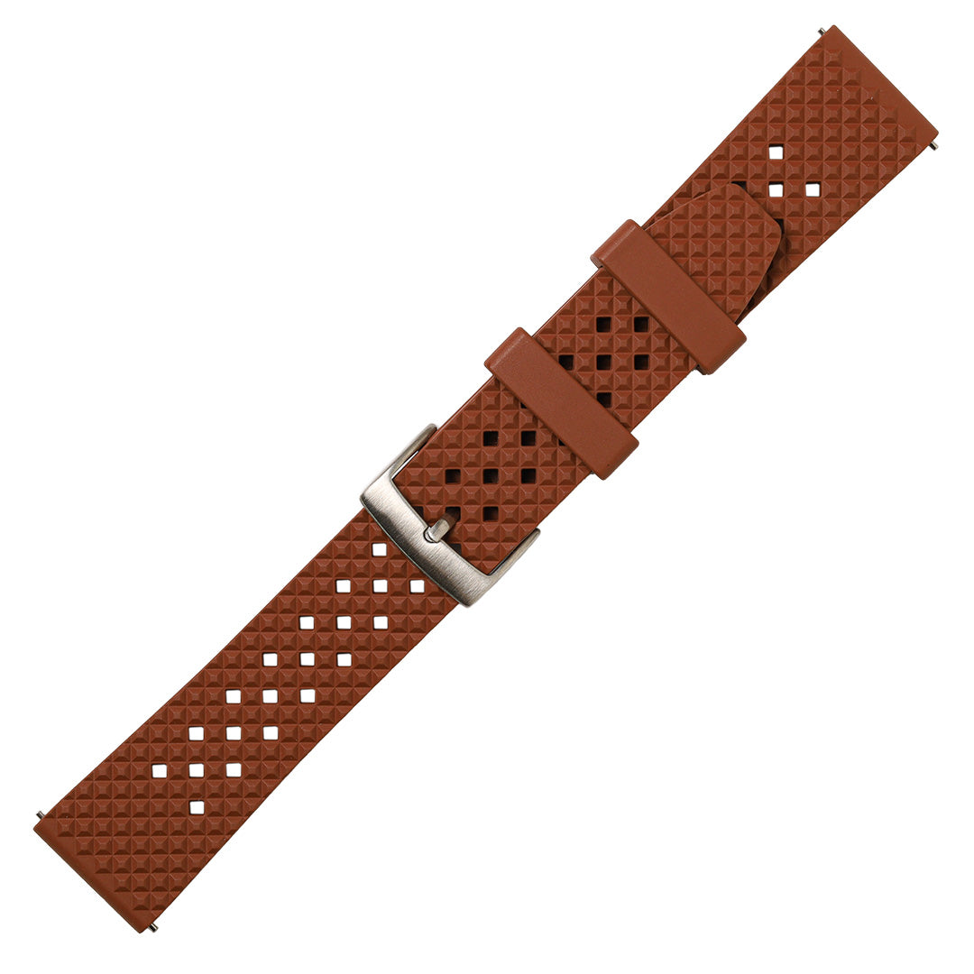 time+ FKM ラバー フッ素ゴム トロピカル スタイル クイックリリース 高耐久 腕時計ベルト ブラウン