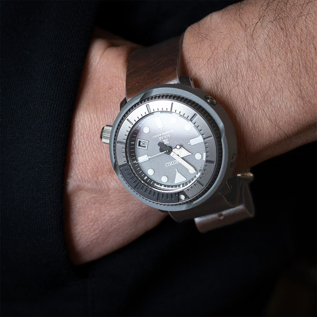 time+ NATO ZULU 3-ring オイルレザー ストラップ腕時計ベルト ミリタリーバンド ダークブラウン