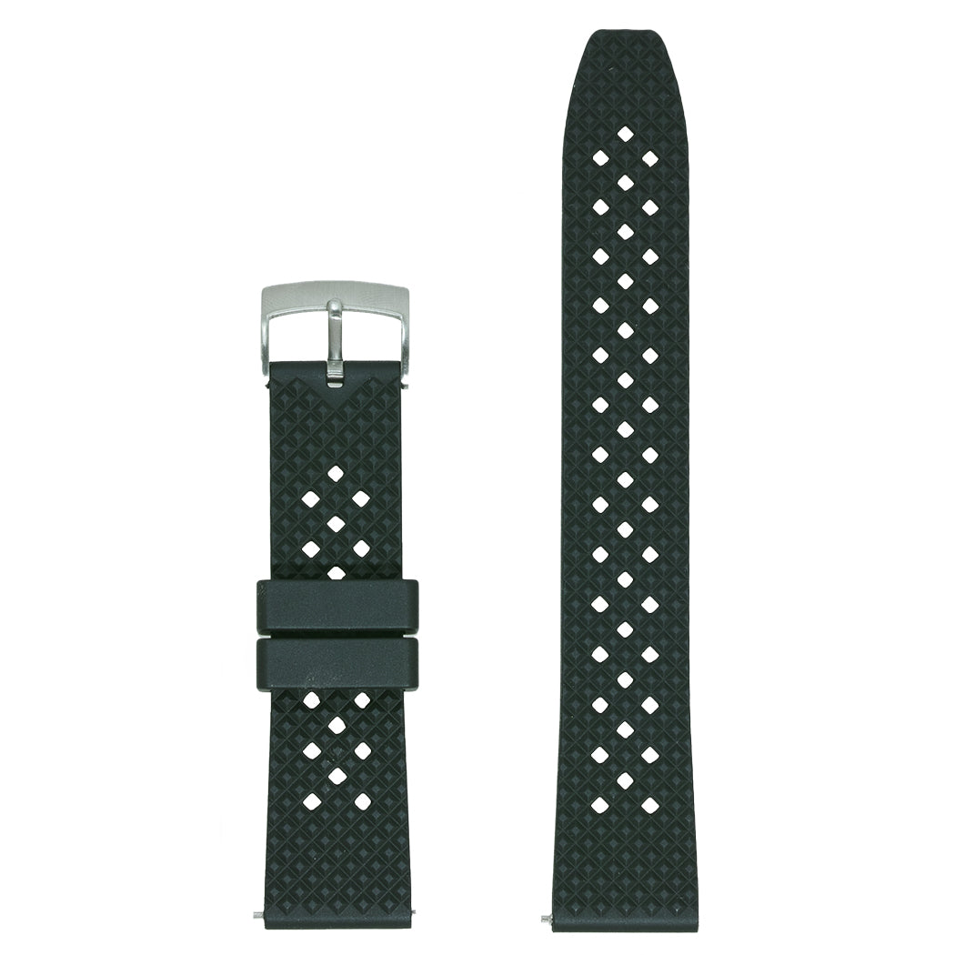 time+ FKM ラバー フッ素ゴム トロピカル スタイル クイックリリース 高耐久 腕時計ベルト ブラック
