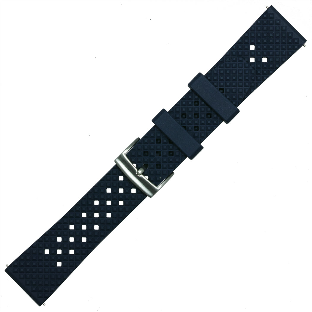 time+ FKM Rubber Fluororubber Tropical Style Quick Release 2 Piece Watch Strap Band Navy