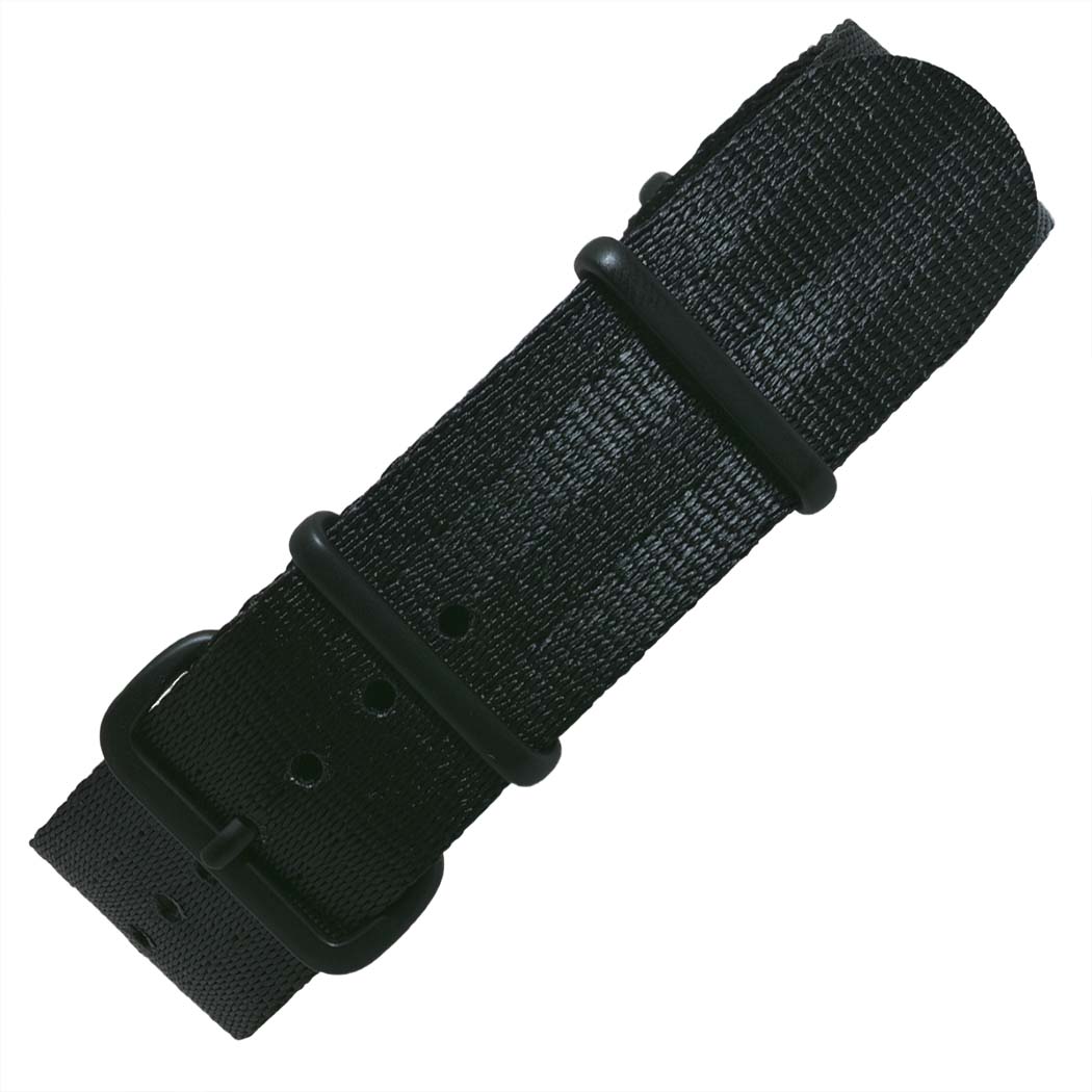time+ NATO G10 Silky Seat Belt Nylon Military Watch Strap Black